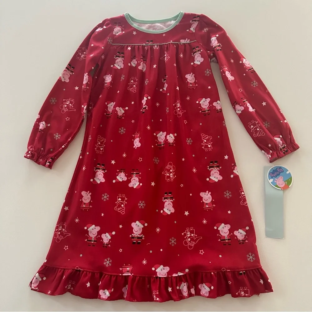 Peppa Pig 5T Toddler Girl Holiday Christmas Nightgown NWT Red George